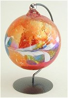 Orange Glass Orb and stand